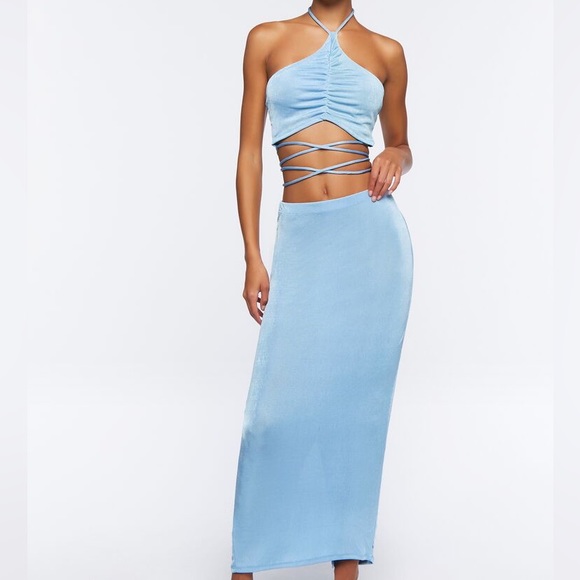 Slinky Halter Top & Maxi Skirt Set - Picture 1 of 11